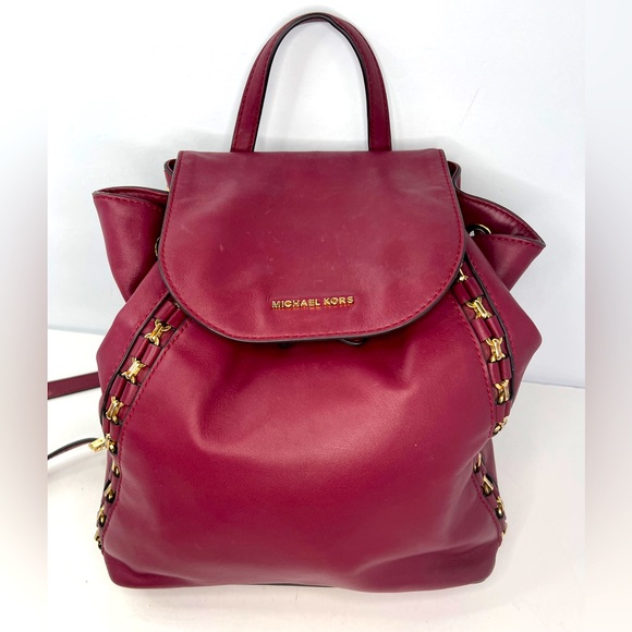 Michael Kors SADIE Backpack Mulberry Leather Drawstring Medium 30F7GAEB2L - Picture 1 of 13